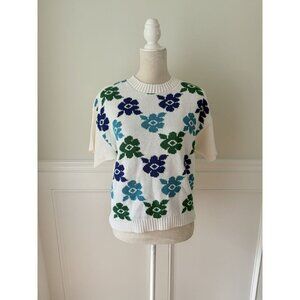 Cristin Stevens Vintage Floral Knit Short Sleeve Sweater